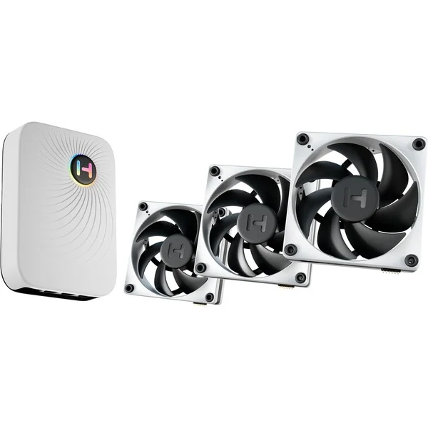 HYTE THICC FP12 Triple Fan Pack + Nexus Portal, Gehäuselüfter (schwarz/grau, 3er Pack + Nexus Portal, 120 mm)