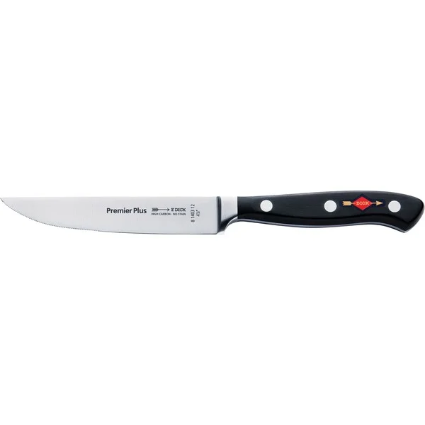 DICK Premier Plus Steakmesser Wellenschliff, 12cm (schwarz/silber, kräftigere Form)