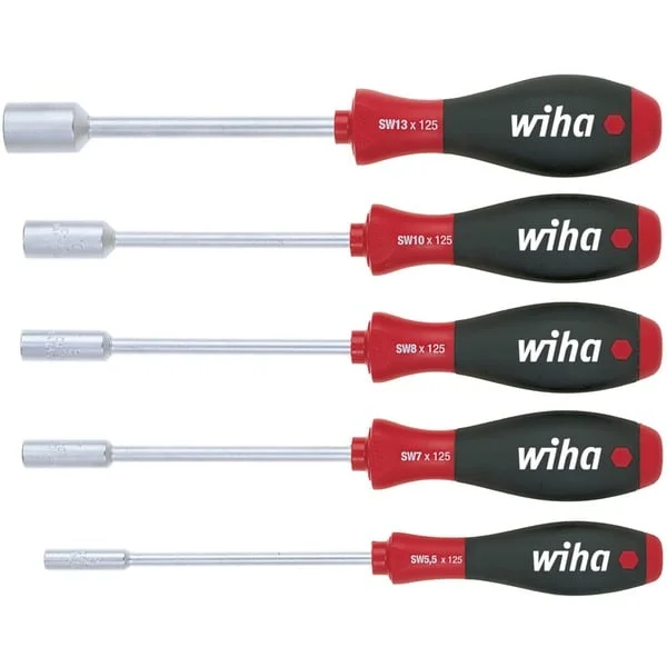 Wiha Steckschlüssel-Schraubendreher-Set SoftFinish, 5-teilig (schwarz/rot)