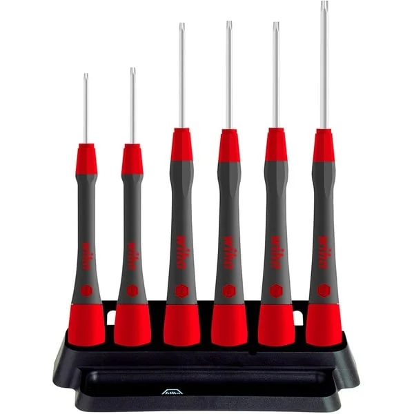 Wiha Feinschraubendreher-Set PicoFinish (grau/rot, 7-teilig, inkl. Halter)