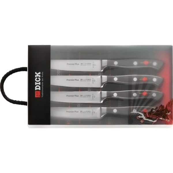 DICK Premier Plus Steakmesser-Set, Wellenschliff (schwarz/silber, 4-teilig)