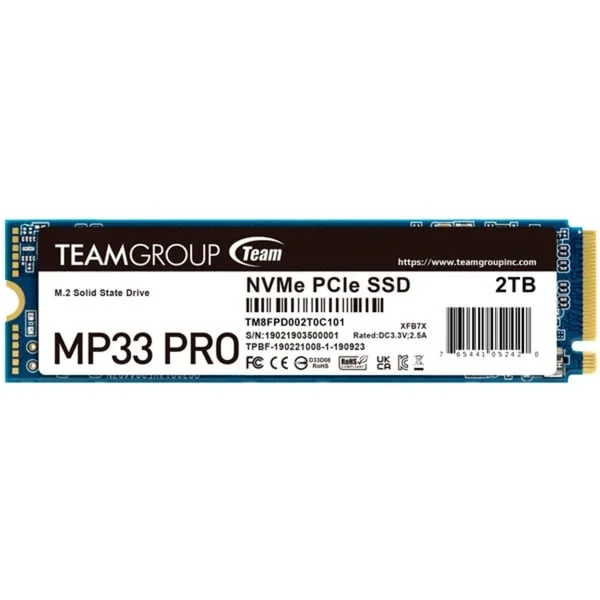 Team Group MP33 PRO 2 TB, SSD (PCIe 3.0 x4, NVMe 1.3, M.2 2280)
