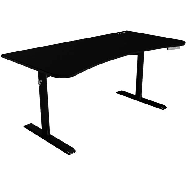 Arozzi Arena Moto Gaming-Tisch, Black (schwarz, höhenverstellbar auf Knopfdruck, vollflächiges Mauspad)