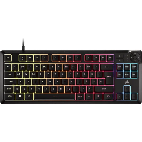 Corsair K55 CORE TKL, Gaming-Tastatur (schwarz, DE-Layout, Rubberdome)