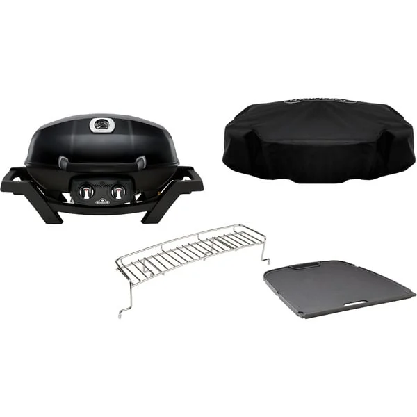 Napoleon TRAVELQ PRO285 Set, Gasgrill (schwarz, inkl. Grillplatte, Warmhalter, Haube)