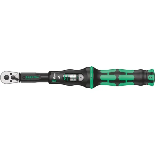 Wera Drehmomentschlüssel mit Umschaltknarre Click-Torque A 5 (schwarz/grün, Abtrieb 1/4")