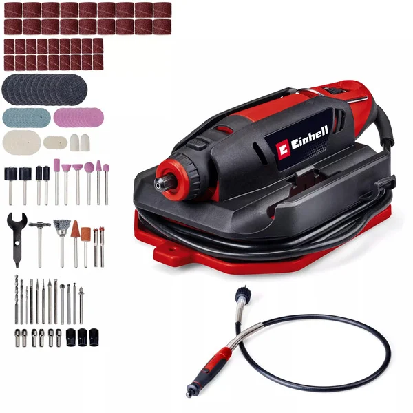EINHELL Schleif- und Gravur-Werkzeug TC-MT 150 E, Gravierer (schwarz/rot, 150 Watt, 117-teiliges Zubehör-Set)