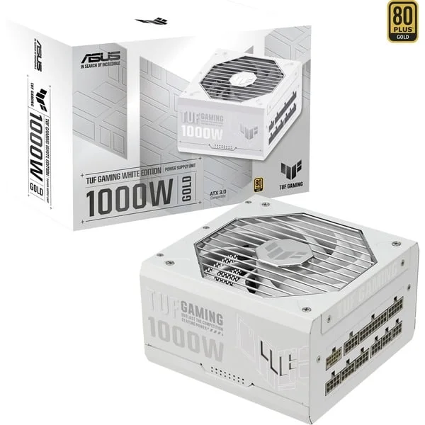ASUS TUF Gaming 1000W Gold White Edition, PC-Netzteil (weiß, 1x 12VHPWR, 5x PCIe, Kabel-Management, 1000 Watt, B-Ware)