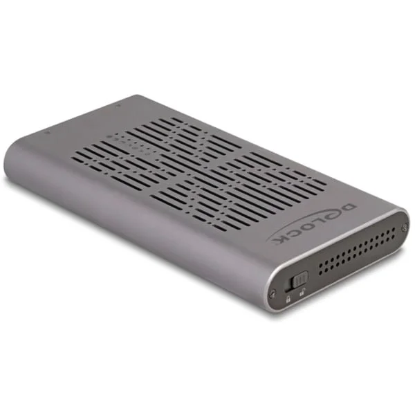 DeLOCK Externes USB 20 Gbps Gehäuse für 2 x M.2 NVMe PCIe SSD, Laufwerksgehäuse (grau, Bootfähig, Plug & Play)