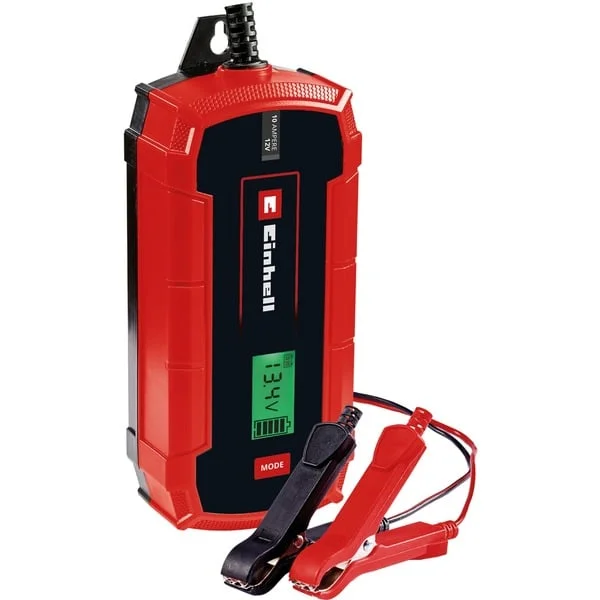 EINHELL Batterie-Ladegerät CE-BC 10 M (rot/schwarz, für Kfz- und Motorradbatterien)