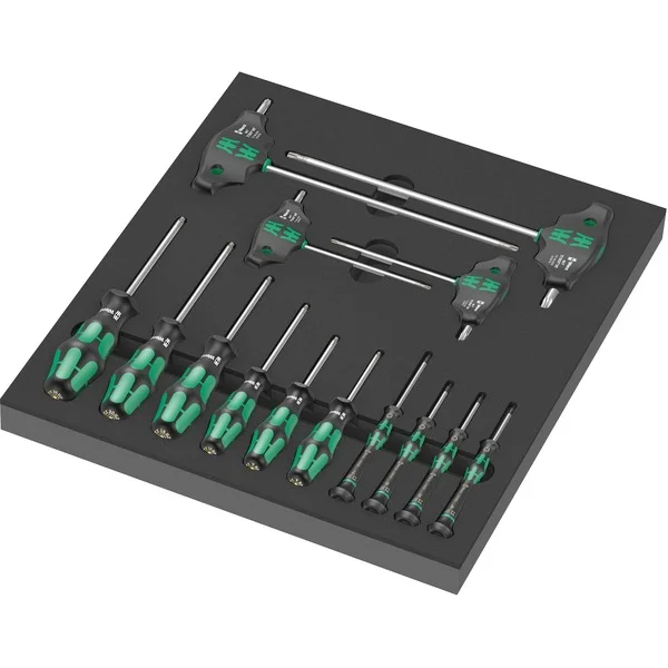 Wera 9712 Schaumstoffeinlage Sechsrund HF Schraubendreher Set 1, 14‑teilig (schwarz/grau, in Schaumstoffeinlage für Werkstattwagen)