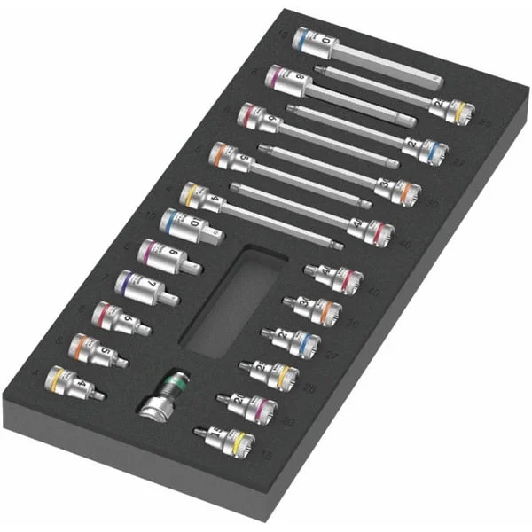 Wera 9723 Schaumstoffeinlage Zyklop B 3/8" Bitnuss-Set 1, 22‑teilig, Werkzeug-Set (schwarz/grau, in Schaumstoffeinlage für Werkstattwagen)