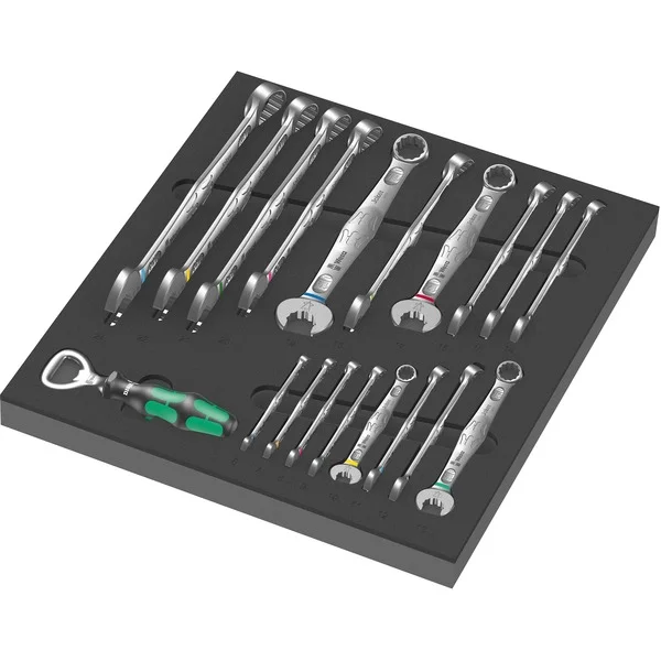 Wera 9731 Schaumstoffeinlage 6003 Joker Set 1, 19‑teilig, Werkzeug-Set (schwarz/grau, Maul-Ringratschenschlüssel-Satz, in Schaumstoffeinlage für Werkstattwagen)