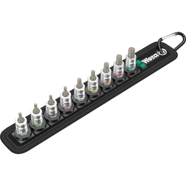 Wera Belt A Imperial 1 Zyklop Bitnuss-Satz Innensechskant, Steckschlüssel (schwarz, 9-teilig, 1/4", zöllig, mit Haltefunktion)