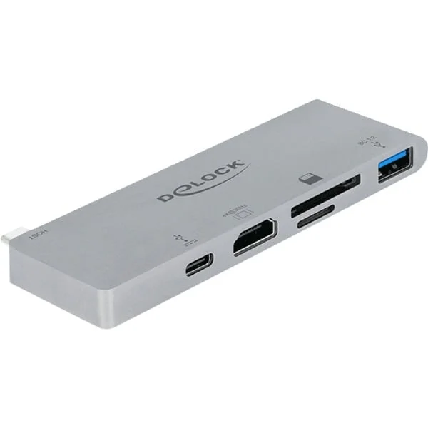 DeLOCK Dockingstation für MacBook mit 4K und PD 3.0 (grau, USB-C, HDMI, SD, MicroSD)