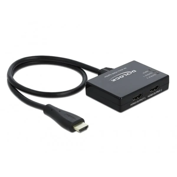 DeLOCK HDMI Splitter 1 x HDMI in > 2 x HDMI out 4K 60 Hz (schwarz)