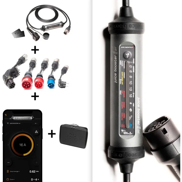 Juice Technology JUICE BOOSTER 3 air Country EU Traveller Plus Set, Wallbox (anthrazit/schwarz, 1,4 - 11 kW, 3,1 Meter Kabel)