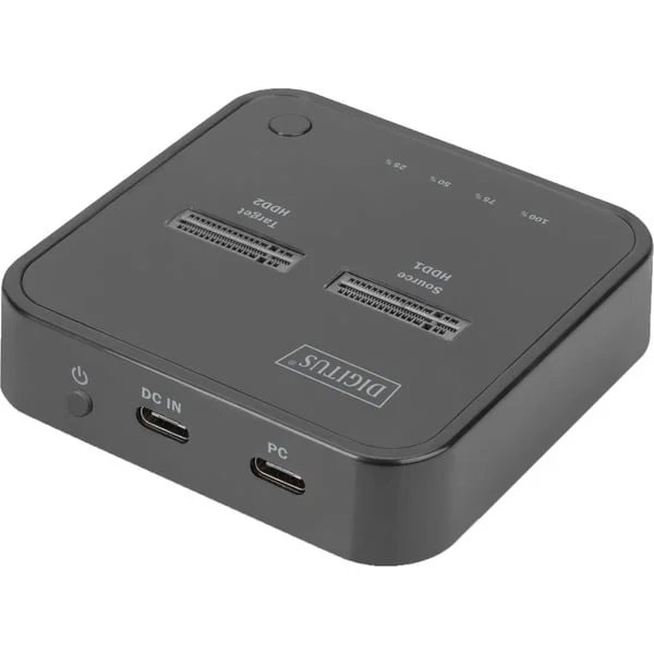 Digitus Dual M.2 NVM SSD Docking Station, Dockingstation (schwarz, USB-C, M2 SSD)