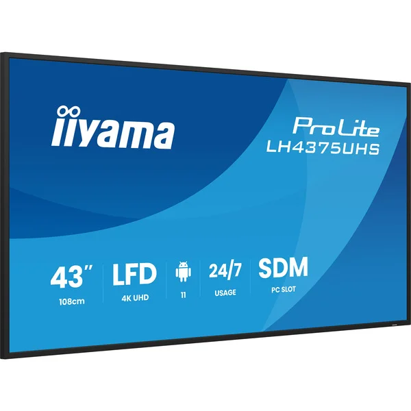 iiyama ProLite LH4375UHS-B2AG, Public Display (schwarz (matt), UltraHD/4K, IPS, Lautsprecher, Daisy Chain)