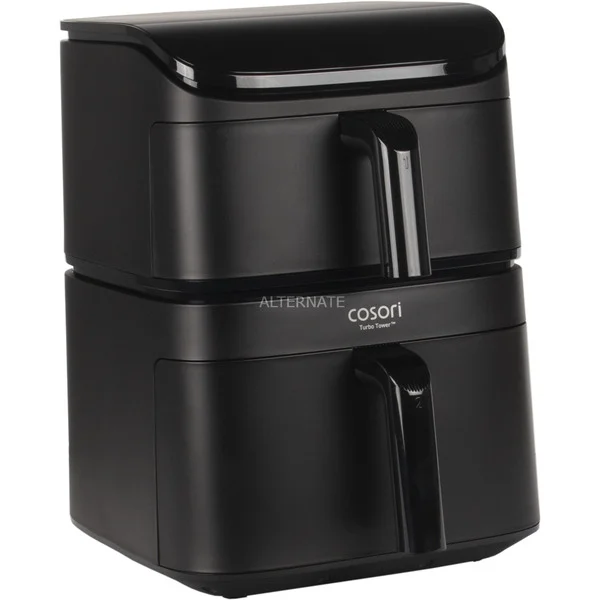 Cosori Heißluftfritteuse Turbo Tower Air CAF-DC121-ADER (schwarz, 2.630 Watt, 2 Körbe mit 4,3 & 6,5 Liter)