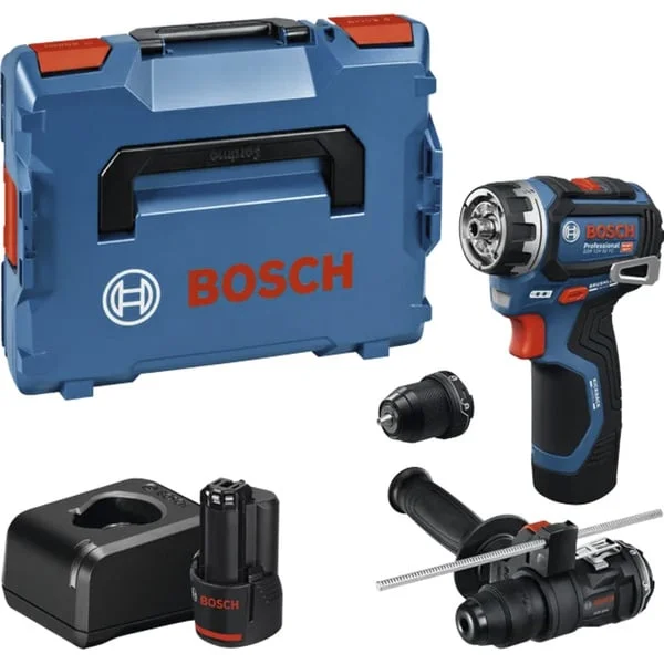 Bosch Professional Akku-Bohrschrauber GSR 12V-32 FC Professional, 12Volt (blau/schwarz, 2x Li-Ionen Akku 2,0Ah, L-BOXX, Metallbohrfutteraufsatz, Bohrhammeraufsatz )
