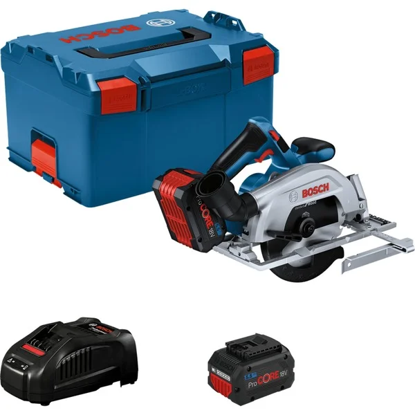 Bosch Professional Akku-Handkreissäge GKS 18V-57-2 Professional (blau/schwarz, 2x Li-Ion Akku ProCORE18V 5,5Ah, in L-BOXX)