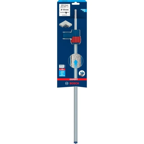 Bosch Professional EXPERT Hammerbohrer SDS Clean plus-8X Set, Ø 14mm (Arbeitslänge 400mm, Saugbohrer inkl. Absauganschluss)