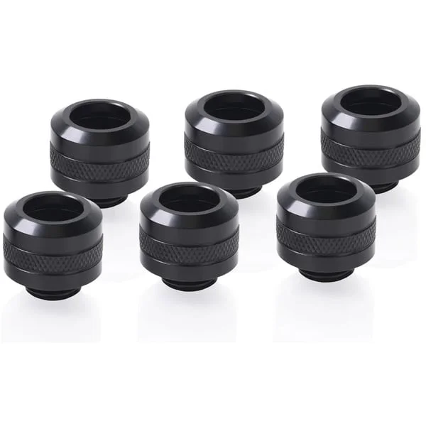 Alphacool Eiszapfen PRO 13mm HardTube Fitting G1/4 - Deep Black, Verbindung (schwarz, 6er Set)