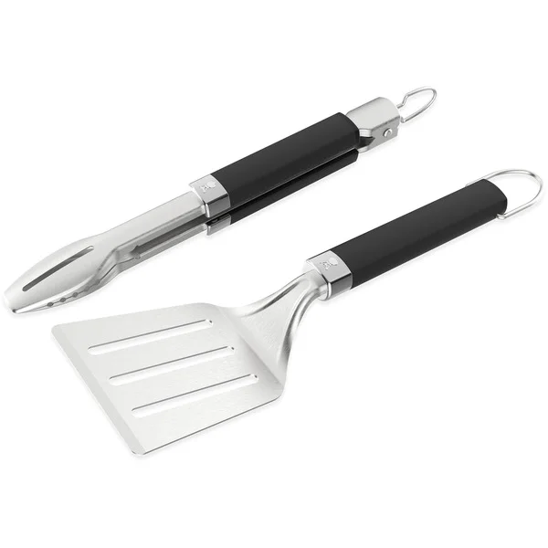 Weber Grillbesteck Kompakt, 2-teilig (edelstahl/schwarz, Wender und Grillzange)