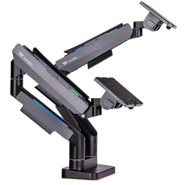 Thermaltake Dual RGB Gaming Monitor Arm, Monitorhalterung (schwarz, für Monitore 17" - 35")