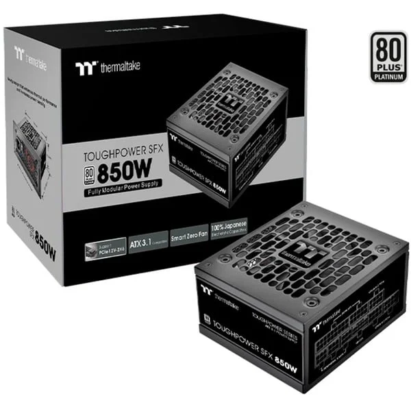 Thermaltake Toughpower SFX Platinum 850W, PC-Netzteil (schwarz, 1x 12VHPWR, 2x PCIe, Kabelmanagement, 850 Watt)
