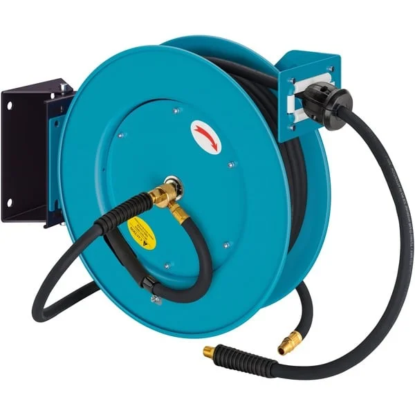 Hazet Schlauchaufroller offen 9040OS-10, 20 Meter, Druckluftschlauch (blau, 2 Meter Anschlussschlauch)