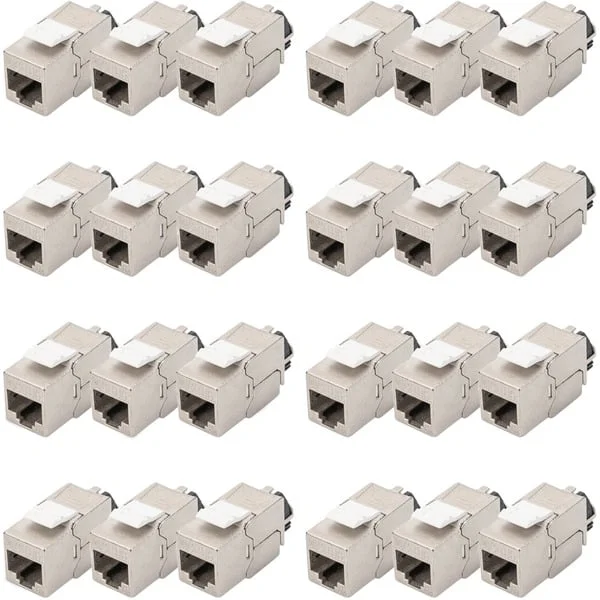 Digitus Cat.6a Keystone-Modul, geschirmt (silber, 24 Stück, mit intelligentem Kabelmanager)