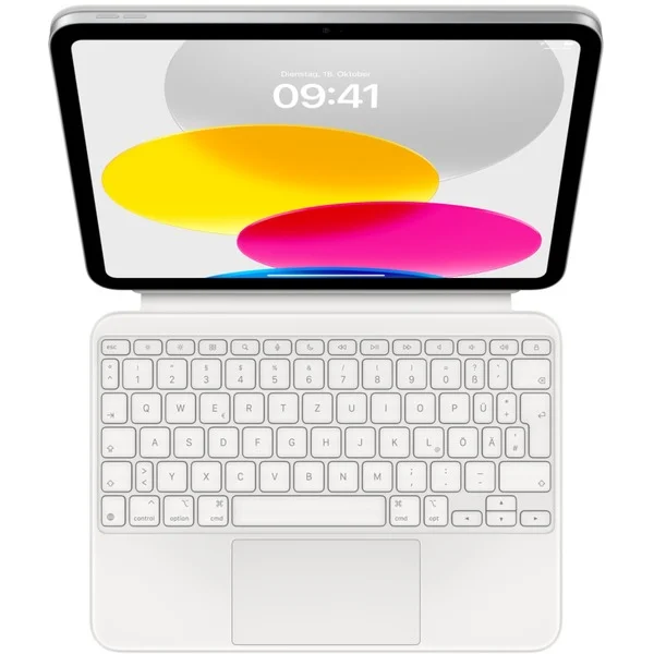 Apple Magic Keyboard Folio für iPad (10. Generation), Tastatur (weiß, DE-Layout, Scherenmechanik)