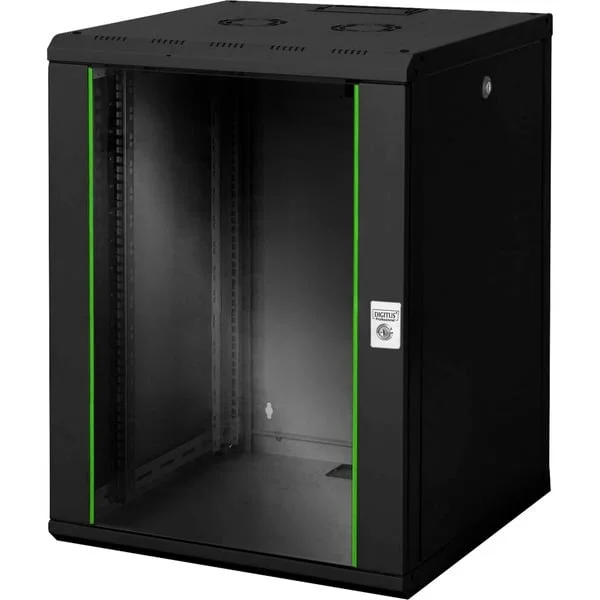 Digitus Wandgehäuse Unique Serie - 600x600 mm (BxT), IT-Schrank (schwarz, 16 Höheneinheiten)