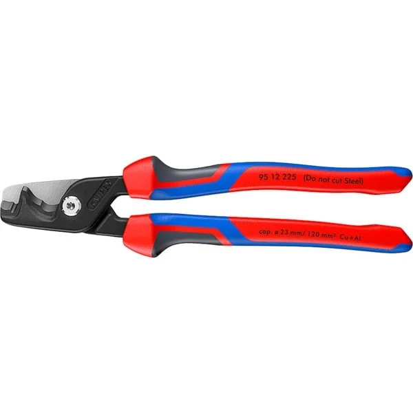 KNIPEX StepCut XL Kabelschere 95 12 225, Schneid-Zange (rot/blau, Länge 225mm)