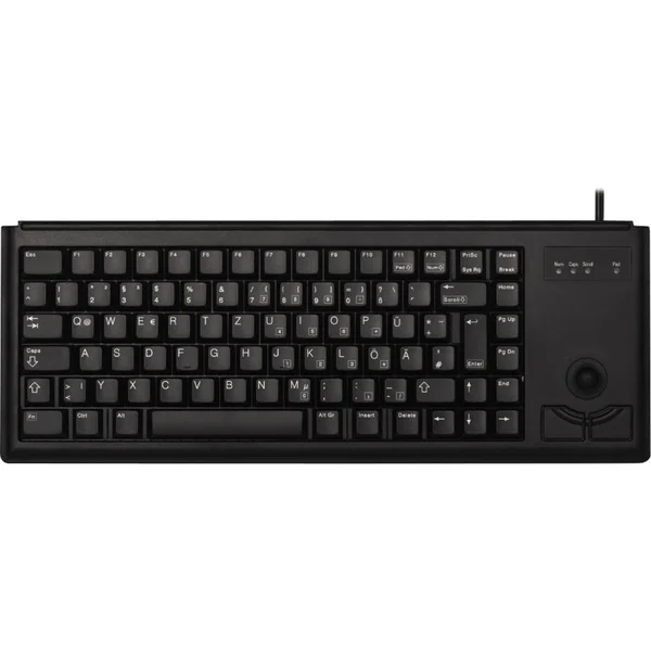 CHERRY Slim Line G84-4400, Tastatur (schwarz, DE-Layout, Cherry Mechanisch, integr. Trackball)