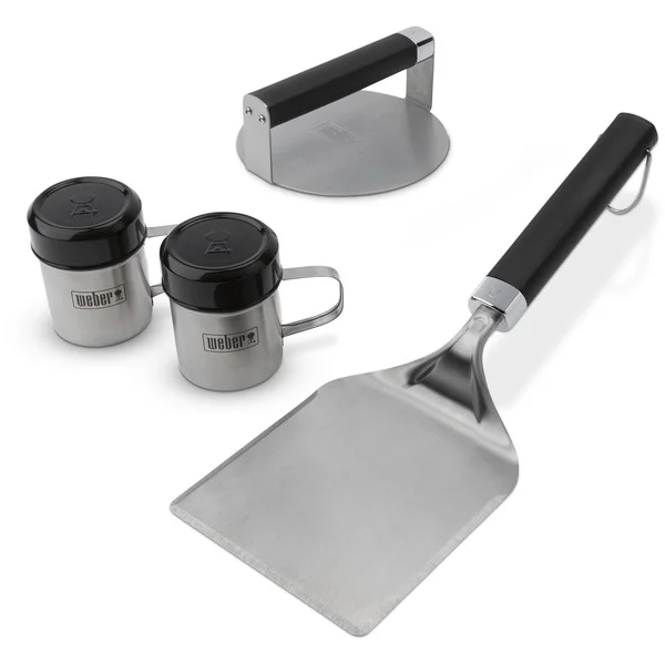 Weber Smashed Burger Set, für Plancha, 4-teilig , Presse (edelstahl/schwarz)