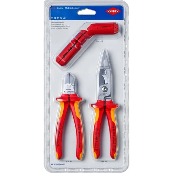 KNIPEX Elektro-Installationsset, 3-teilig, Zangen-Set (rot/gelb)