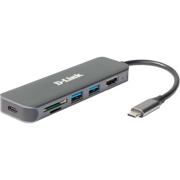 D-Link DUB-2327, Dockingstation (silber, HDMI, USB-A, USB-C PD, SD- und microSD-Karten)