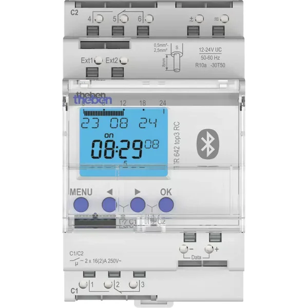 Theben TR 642 top3 BLE 12-24V RC, Zeitschaltuhr (Jahres- und Astro-Programm, Integriertes BLE-Modul)