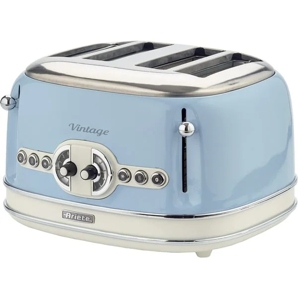 Ariete Vintage 4-Schlitz-Toaster 156 (hellblau, 1.600 Watt, für 4 Scheiben Toast)