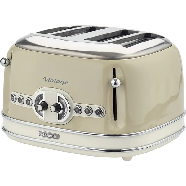 Ariete Vintage 4-Schlitz-Toaster 156 (beige, 1.600 Watt, für 4 Scheiben Toast)