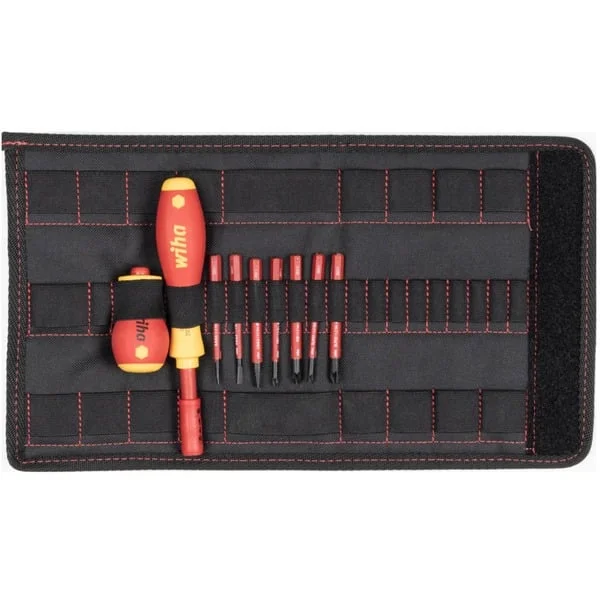 Wiha Schraubendreher mit Bithalter electric slimVario (rot/gelb, 9-teilig, mit slimBits und Stubby)