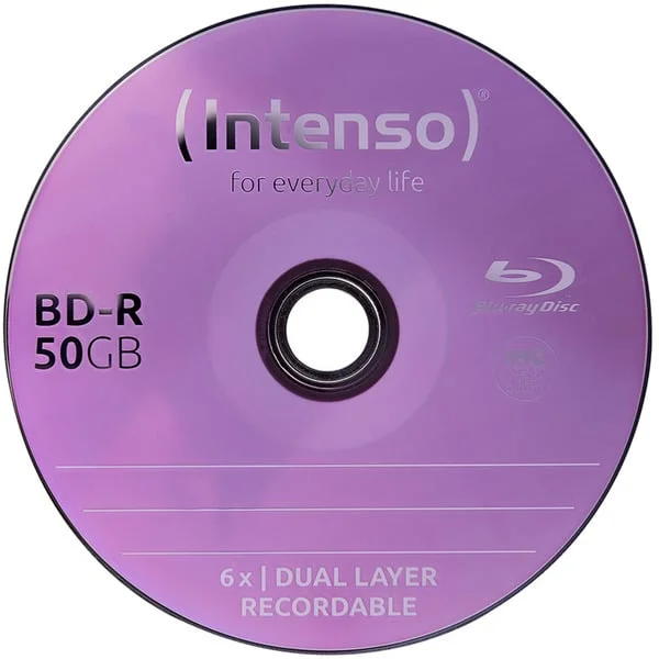 Intenso BD-R 50 GB, Blu-ray-Rohlinge (6fach, 25 Stück, bedruckbar, Retail)