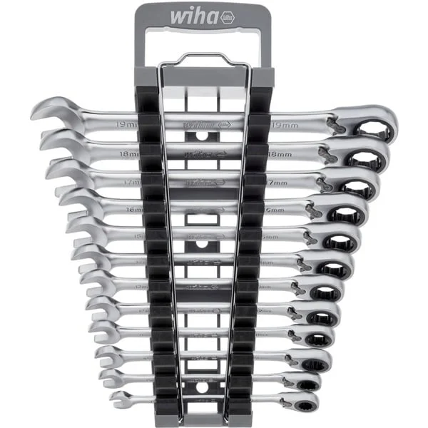 Wiha Ringratschen-Gabelschlüssel-Set, 12-teilig, umschaltbar, Schraubenschlüssel (SW 8 - 19mm)