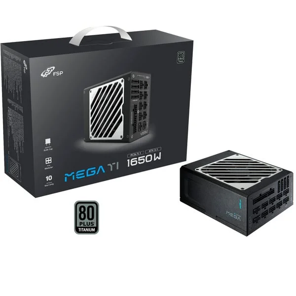 FSP MEGA TI 1650W, PC-Netzteil (schwarz, 2x 12-Pin High Power GPU, 6x PCIe, Kabelmanagement, 1650 Watt)