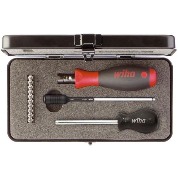 Wiha Drehmoment-Schraubendreher Set TorqueVario-S (schwarz/rot, 14-teilig, 0,8 - 5Nm)