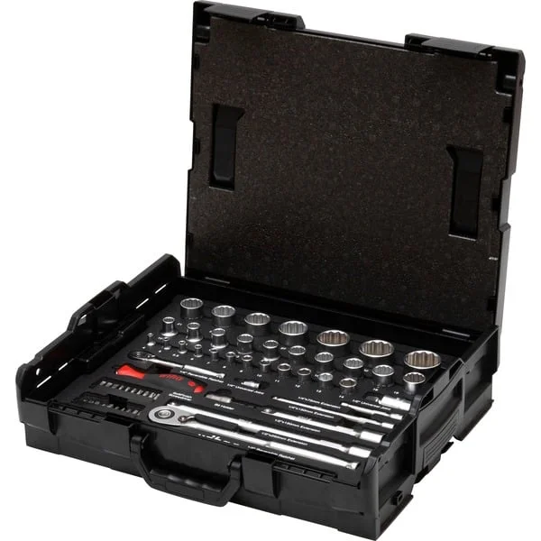 Wiha Steckschlüssel- und Bit-Satz 1/4" und 1/2", 60-teilig (mit 2 Ratschen und Steckgriff, in L-BOXX)