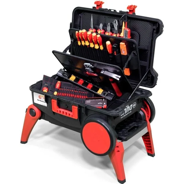 Wiha Werkzeug-Set XXL 4 electric (schwarz/rot, 80-teilig, mit Trolley-Koffer)